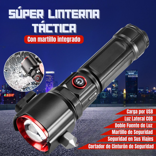 Súper Linterna Táctica Con martillo integrado🔥